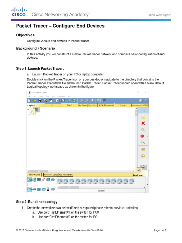 2.1.1.4 Packet Tracer - Configure End Devices PDF | PDF | Tab (Gui ...