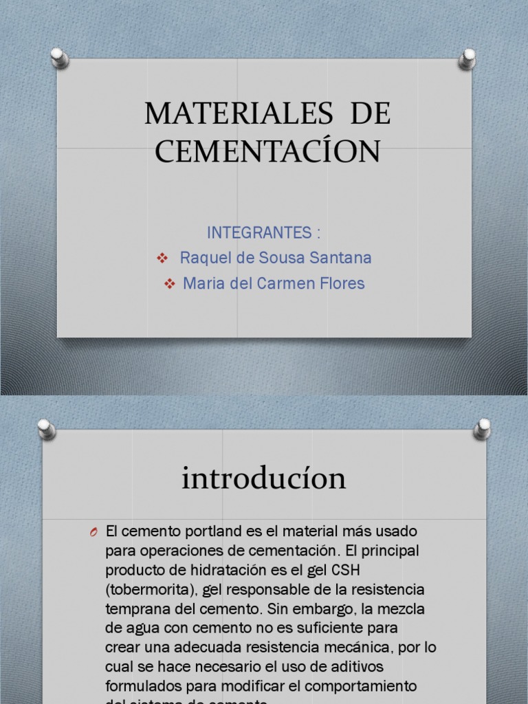 Nuevos materiales y técnicas para la cementación de pozos | PDF ...