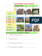 Vocabulary Worksheet: Types of Houses Matching Activity