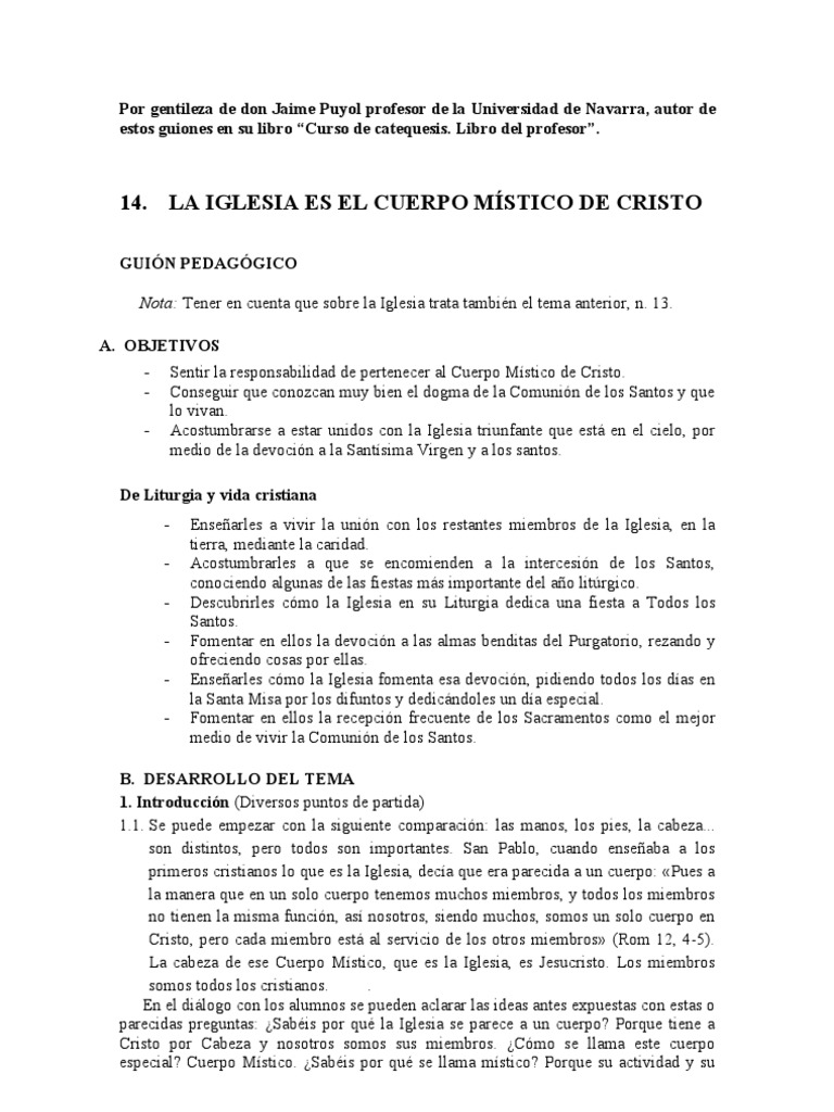 El Cuerpo Místico de Cristo en la Iglesia | PDF | Purgatorio | eucaristía