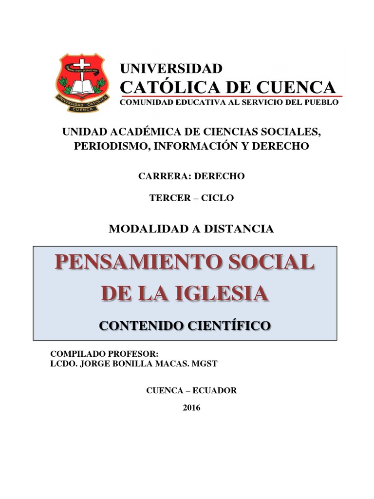 Pensamiento Social de La Iglesia | PDF | Iglesia Católica | Moralidad