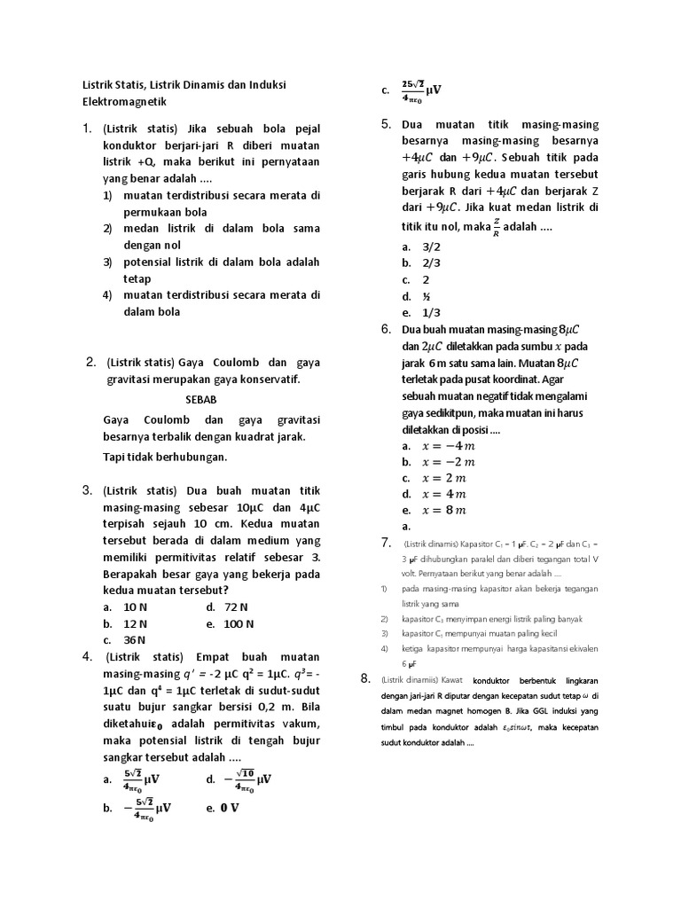 Soal Listrik Statis 1