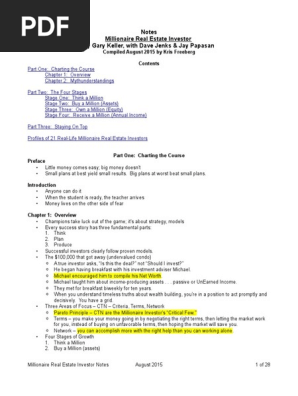 Millionaire Real Estate Investor Notes