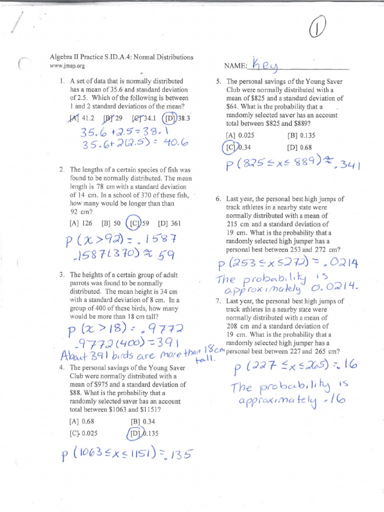 Stats and Prob Packet Sol | PDF