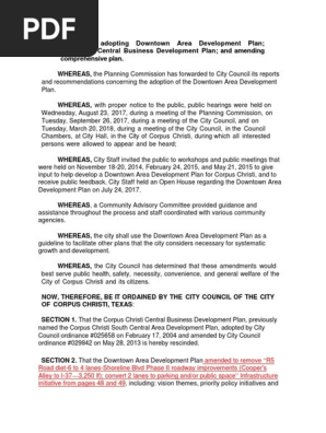 Amended Ordinance Corpus Christi Downtown Area Development - 