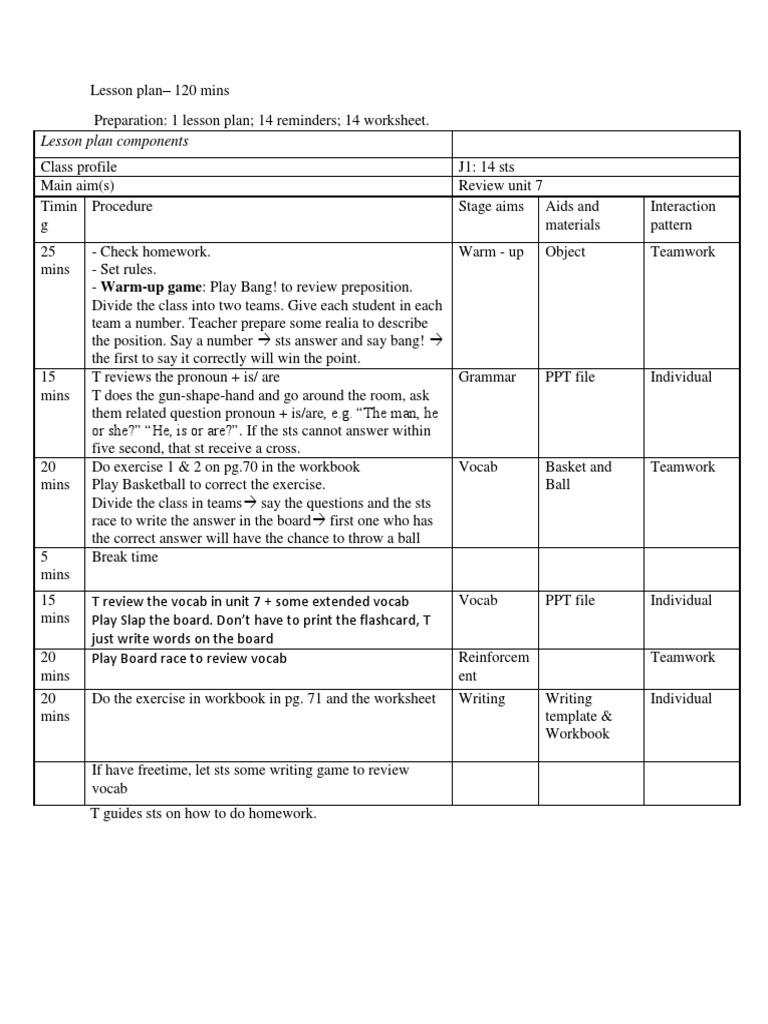 Lesson Plan Components | PDF