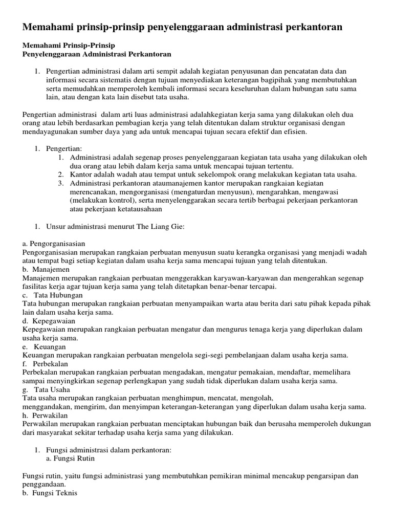 Unsur Unsur Administrasi Menurut The Liang Gie Berbagai