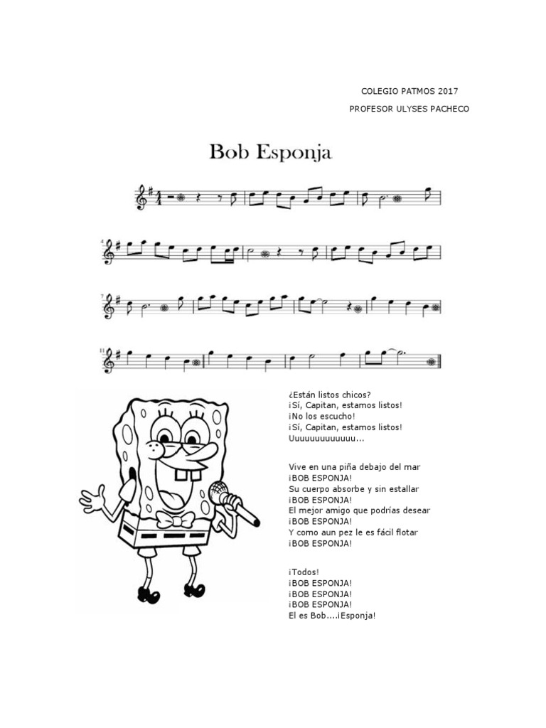 Bob Esponja Partitura | PDF, image size:768x1024