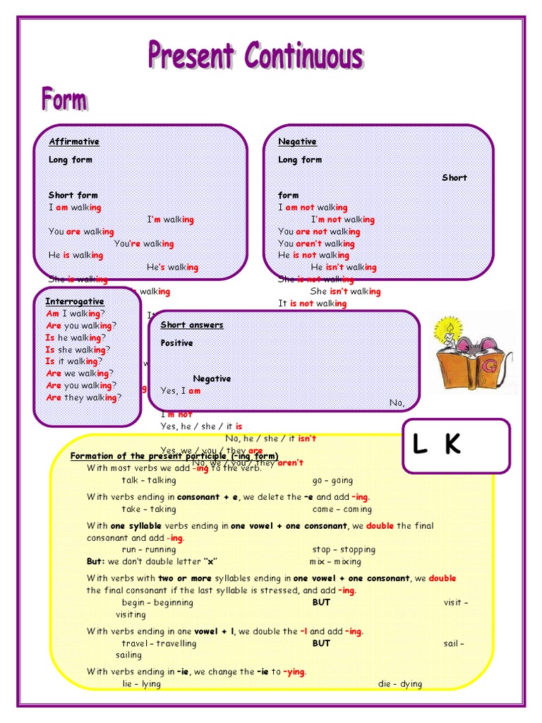 Present Participle and Continuous Tense Guide | PDF | Consonant | Verb