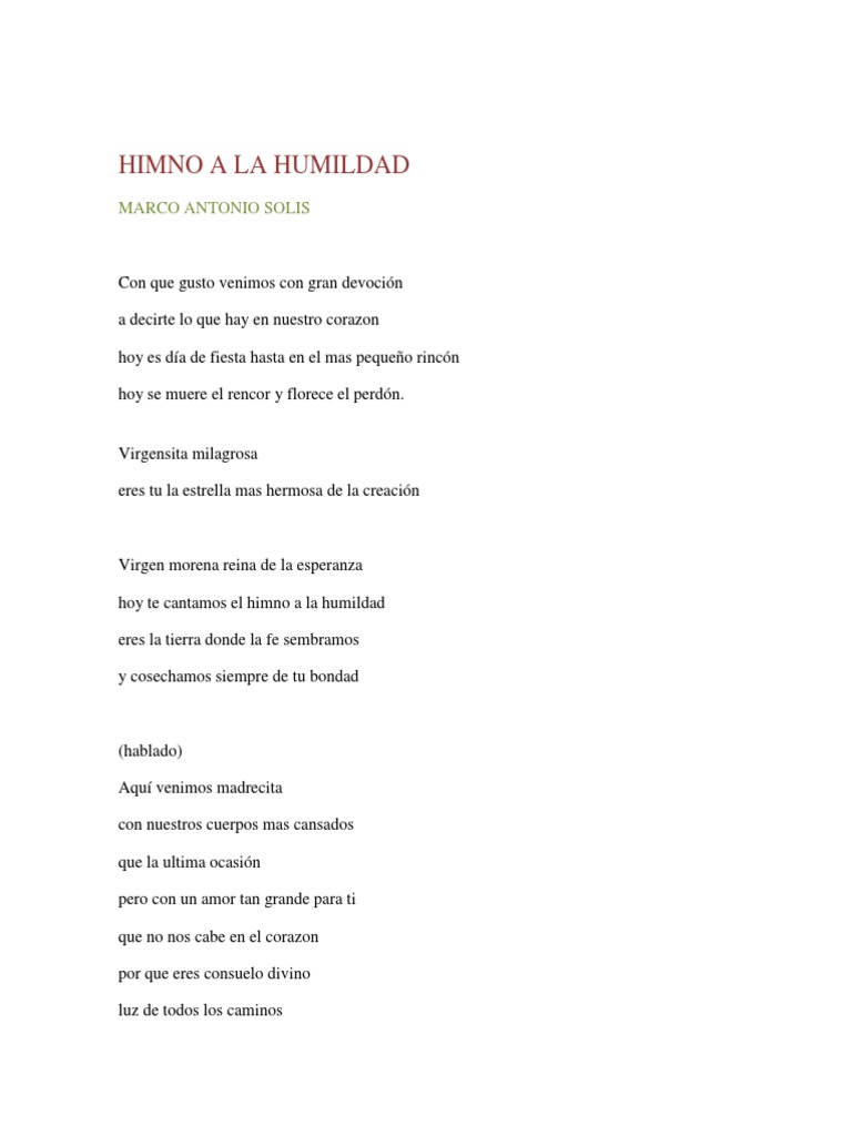 Himno A La Humildad | PDF