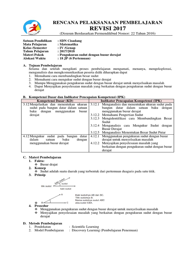 Rpp 12 Pengukuran Sudut Dengan Busur Derajat Pdf