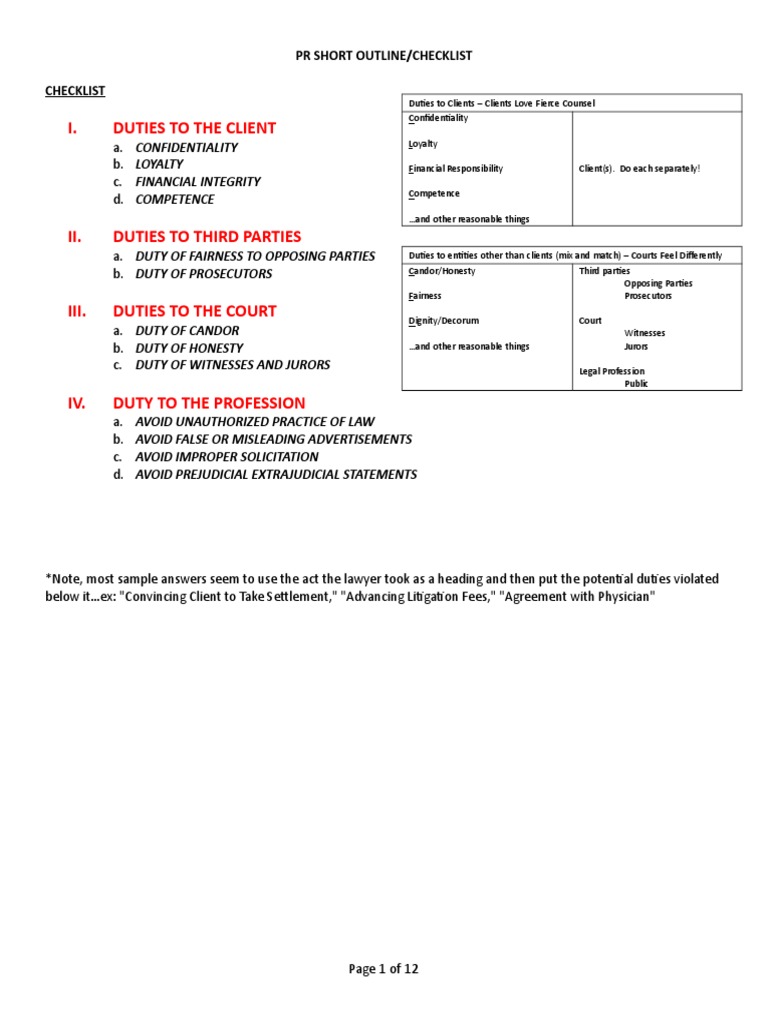 Bar Prep - Outline - PR - Short | PDF | Confidentiality | Perjury