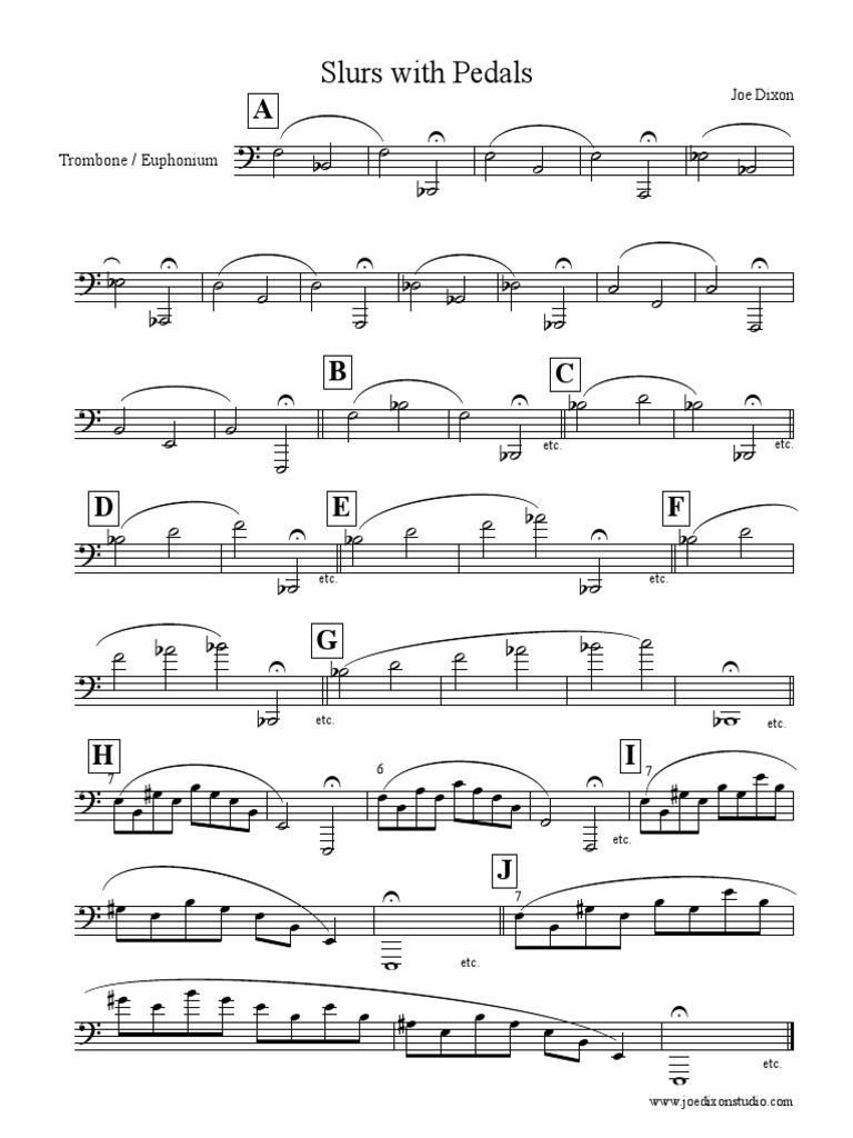 Slurs With Pedals Trombone / Euphonium PDF Brass Instruments