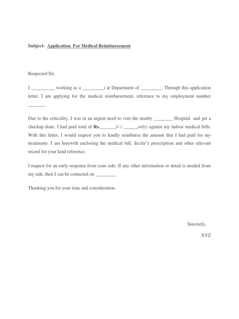 Application For Medical Reimbursement PDF