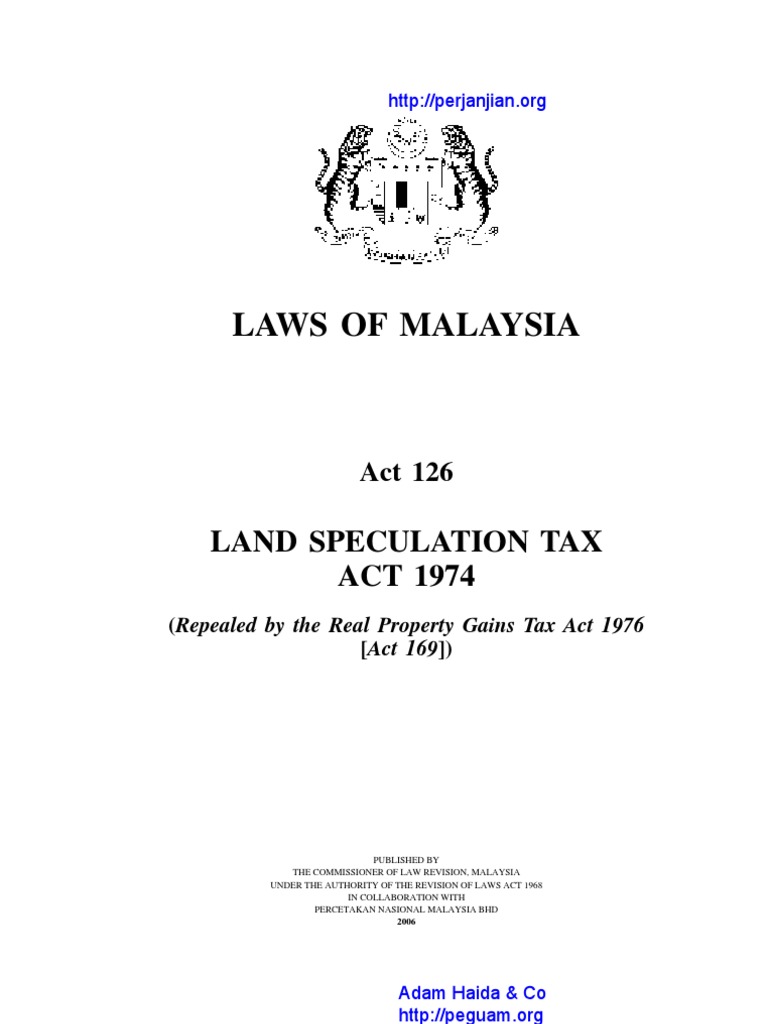 Act 126 Land Speculation Tax Act 1974 | PDF