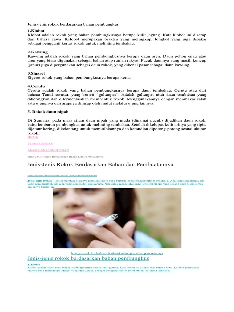 Jenis-Jenis Rokok Berdasarkan Pembungkus | PDF