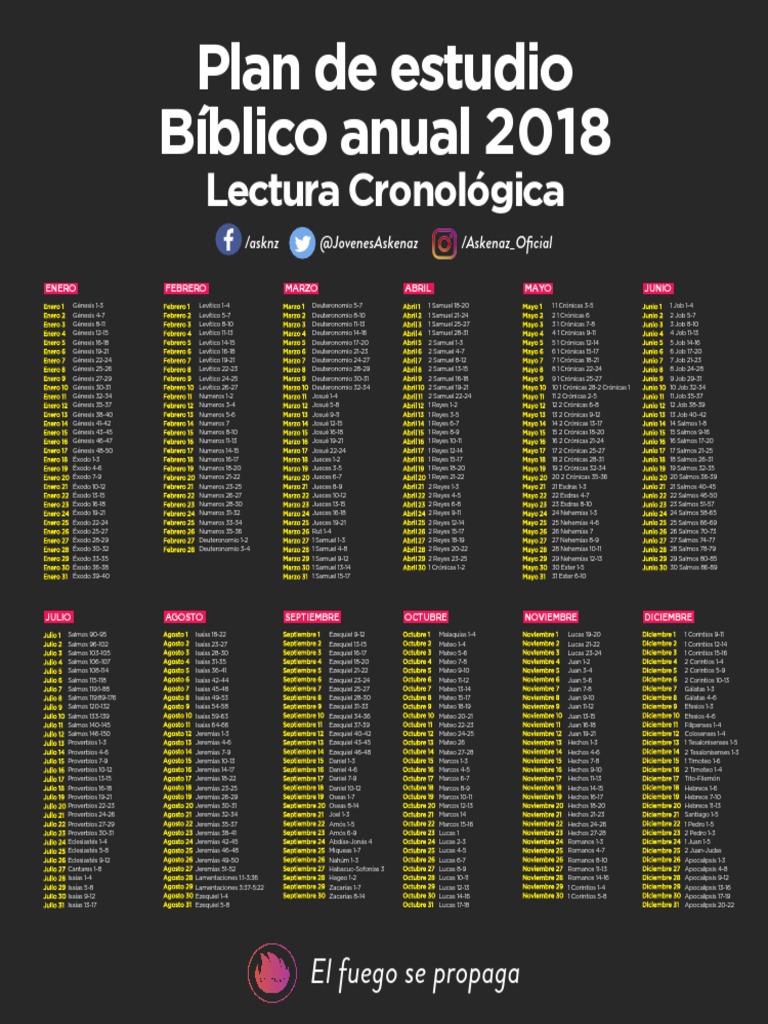 Plan Cro No Logico Anual Libros De La Biblia Hebrea Obras