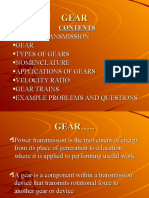 Power Transmission Gear Types of Gears Nomenclature Applications of Gears Velocity Ratio Gear Trains Example Problems and Questions