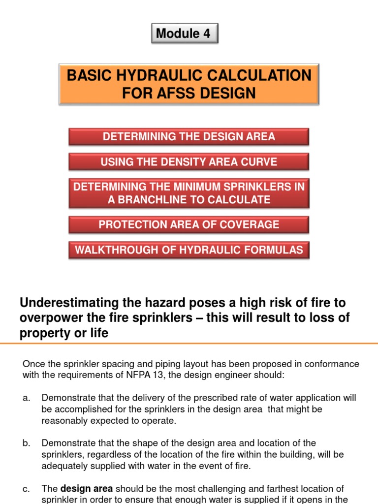 Module 4 Hydraulic Calculation PDF Fire Sprinkler System Hydraulics