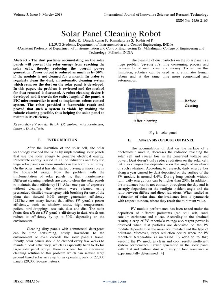 Solar Panel Cleaning Robot Design | PDF | Photovoltaics | Solar Panel