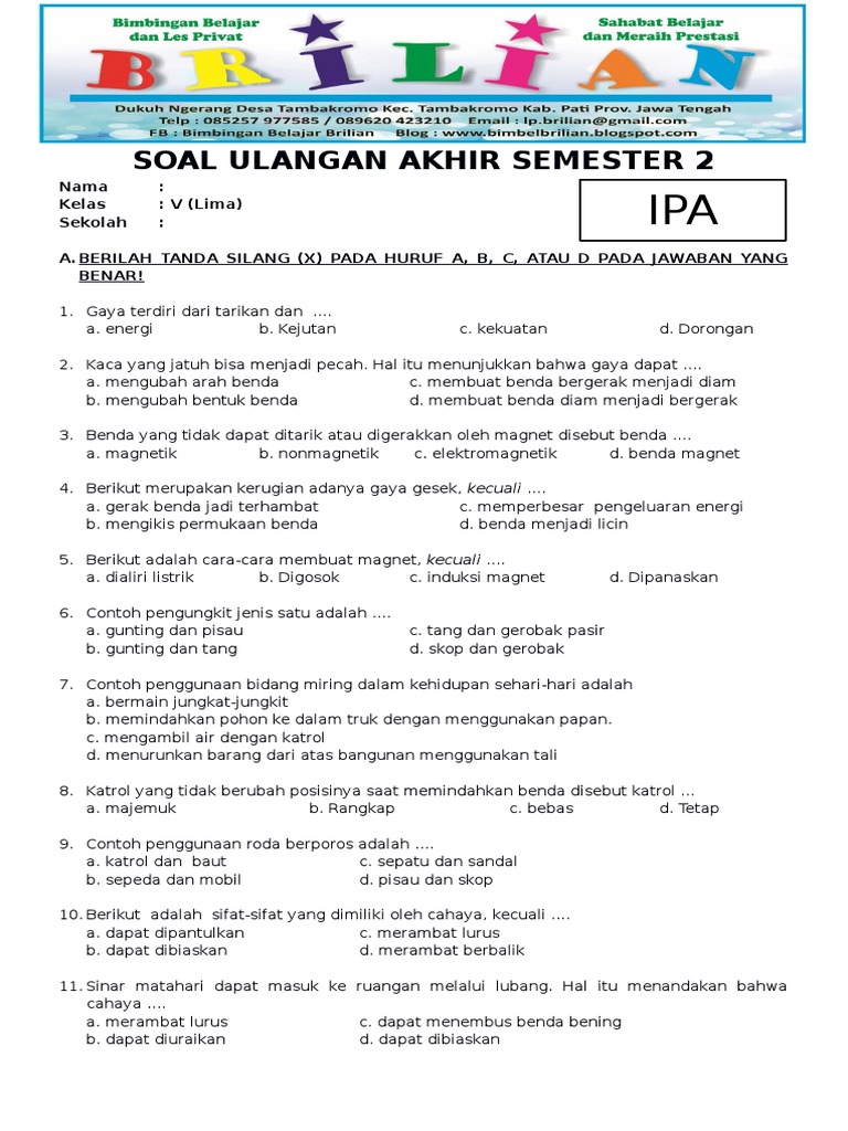 Soal Ipa Kelas 3 Semester 1 - Homecare24