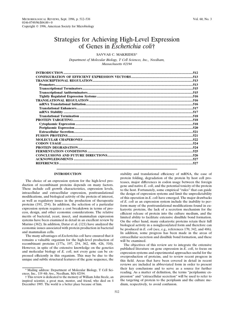 Recomb Protein Production Ecoli | PDF | Messenger Rna | Gene Expression