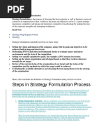 Steps in Strategy Formulation Process: Strategy Map Kaplan Norton Strategy