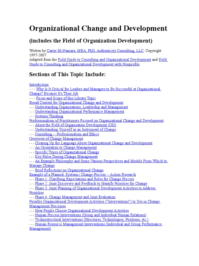 Organizational Change and Development | PDF | Organization Development ...