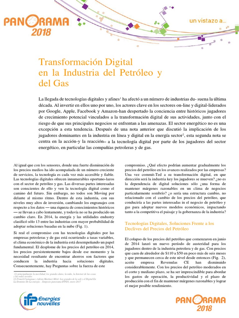 Transformacion Digital de La Industrial Del Petroleo y Gas | PDF ...