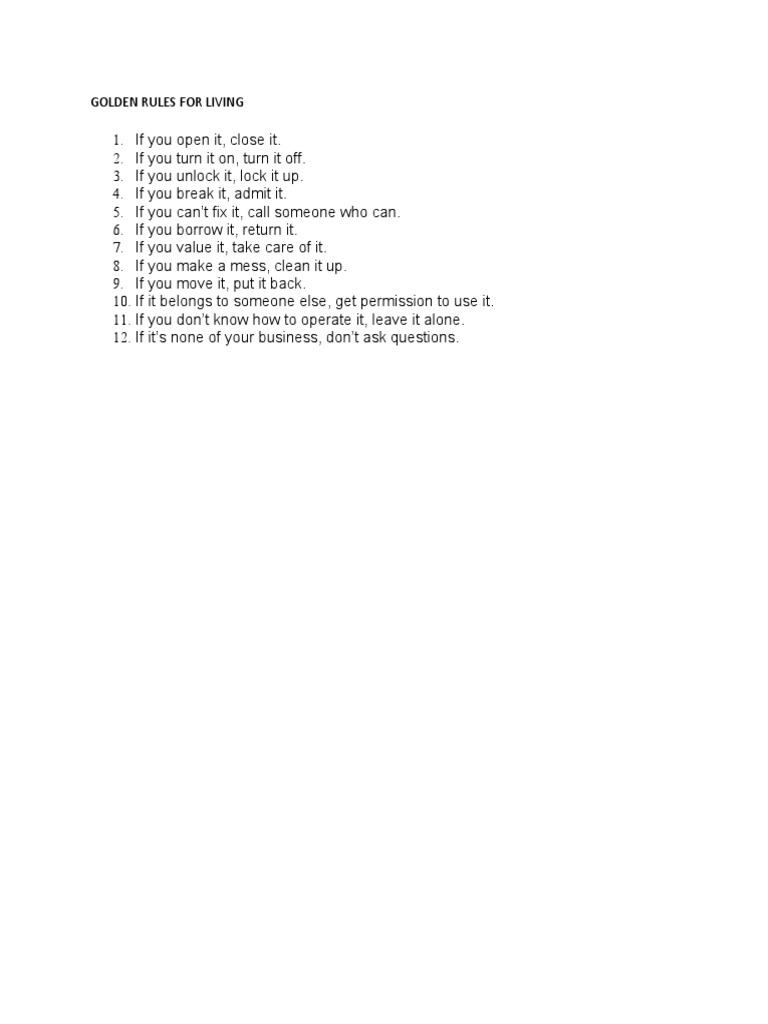 Golden Rules For Living | PDF