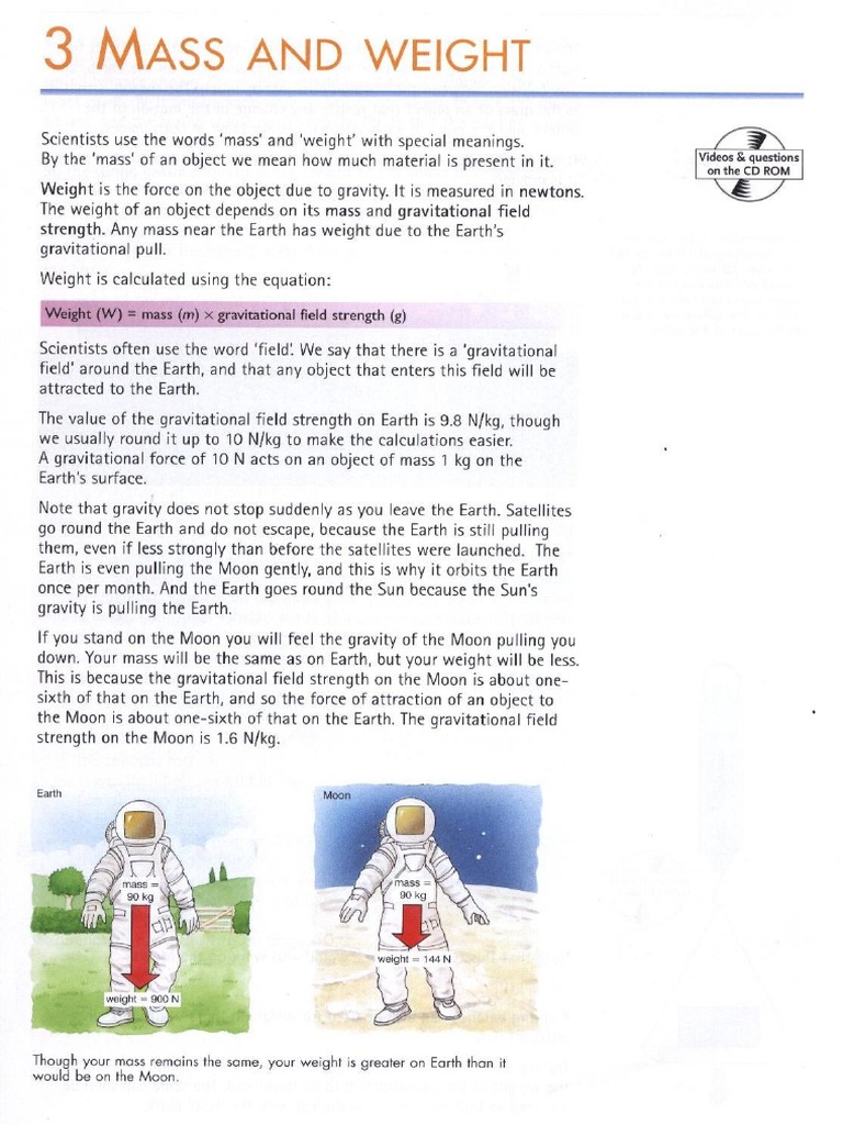 Igcse Physics (3) - Mass and Weight | PDF
