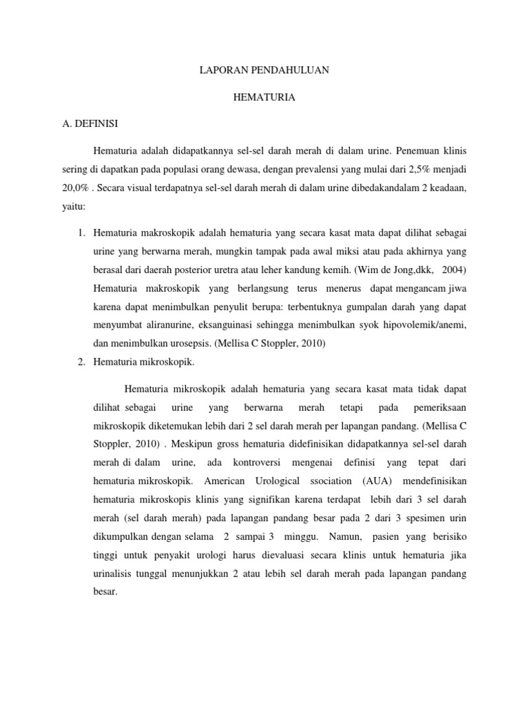Laporan Pendahuluan Hematuria