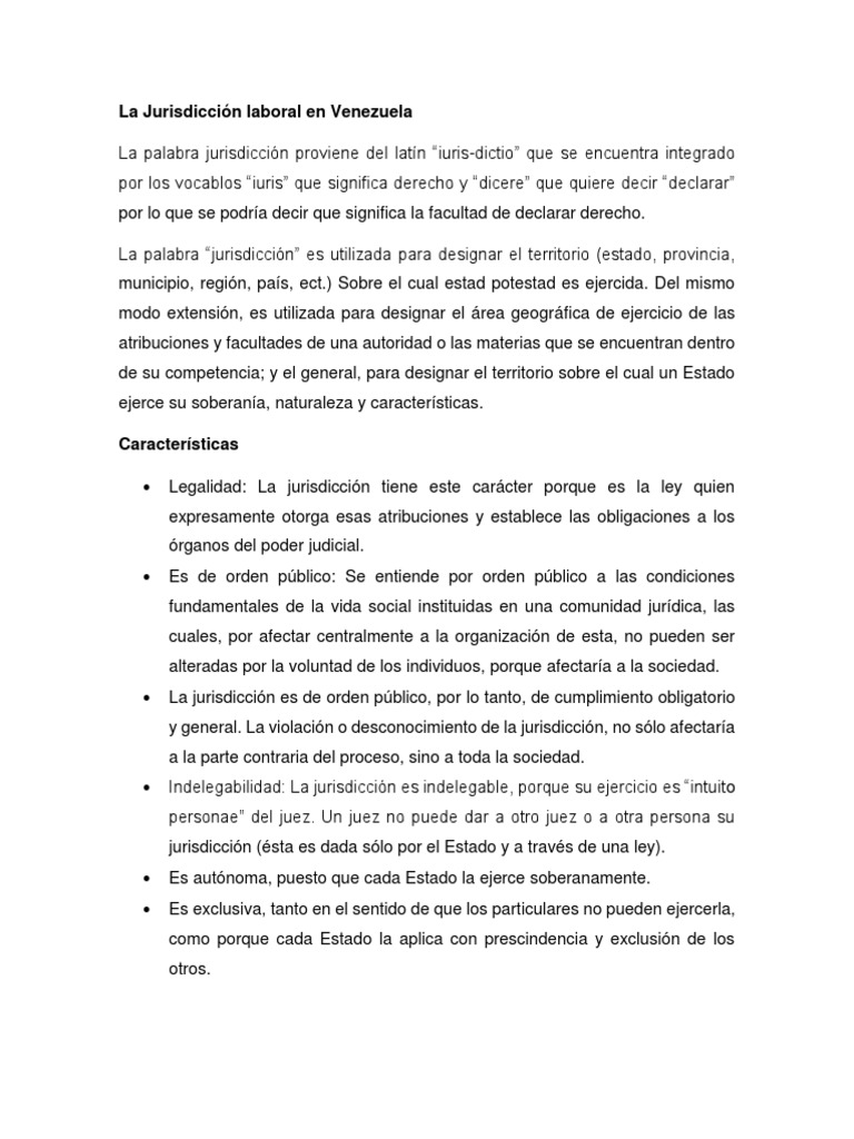 Jurisdicción Laboral en Venezuela | PDF | Jurisdicción | Estado (política)
