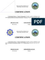 Certification of Affiliations