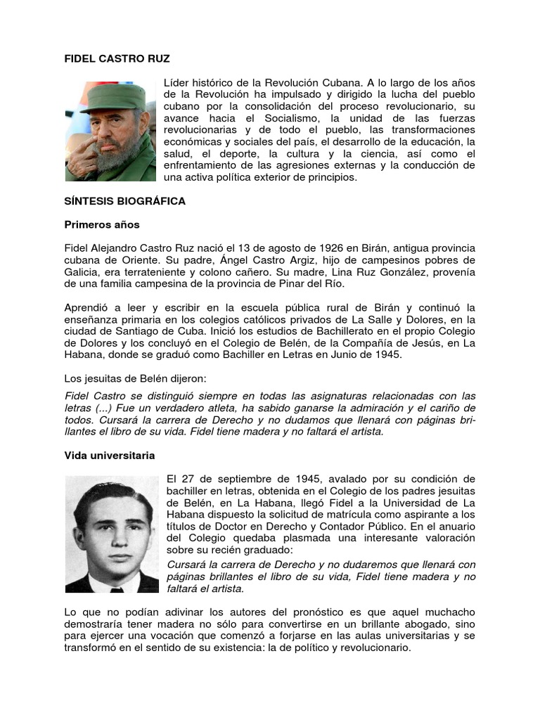 Fidel Castro Ruz | PDF | Fidel Castro | Cuba