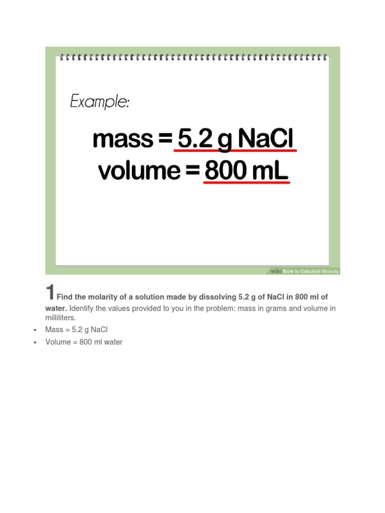Step-by-Step Guide to Calculating Molarity from Provided Values | PDF