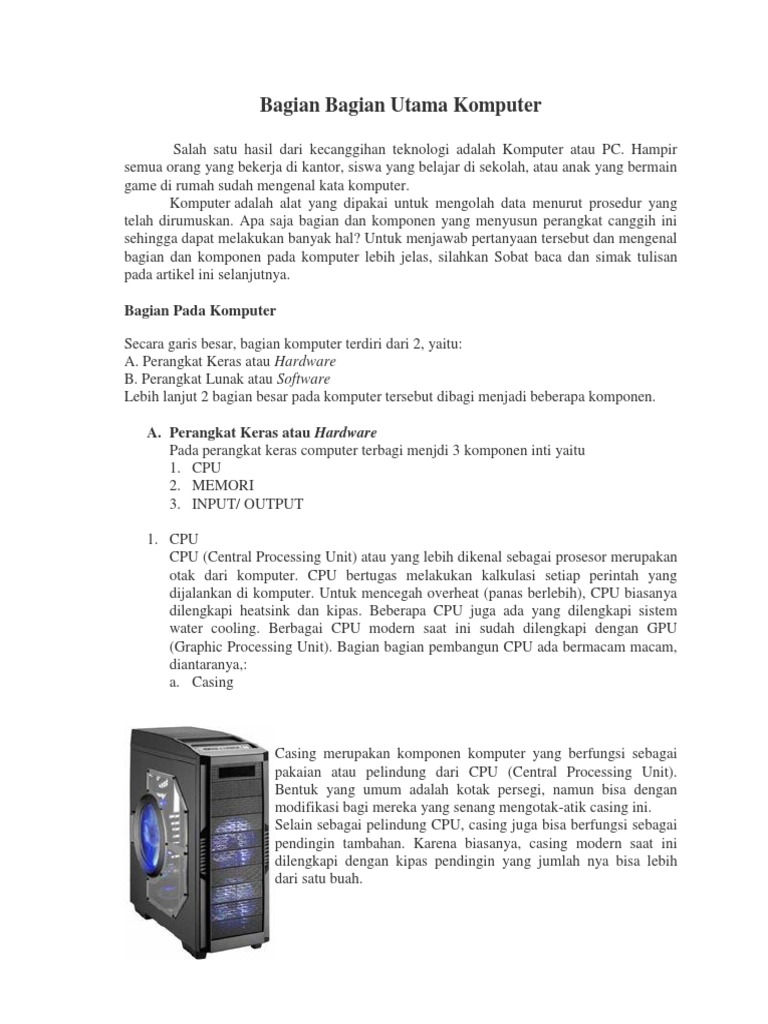 Bagian Bagian Utama Komputer