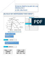 Universidad Técnica Particular de Loja Hidraulica I Hojas de Cálculo Cálculo de Vertedero Tipo West