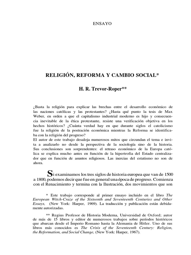 Rev31 Trevor-Roper PDF | PDF | Max Weber | protestantismo