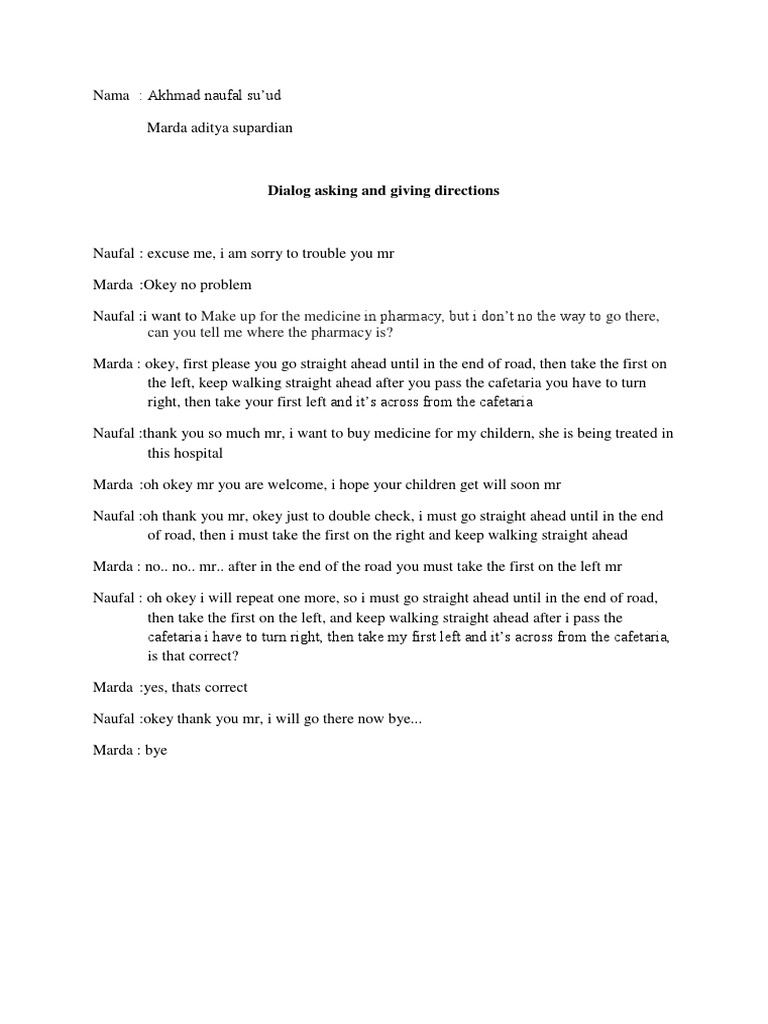 Directions Dialogue Example | PDF