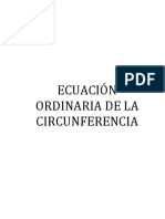 ECUACIÓN ORDINARIA DE LA CIRCUNFERENCIA
