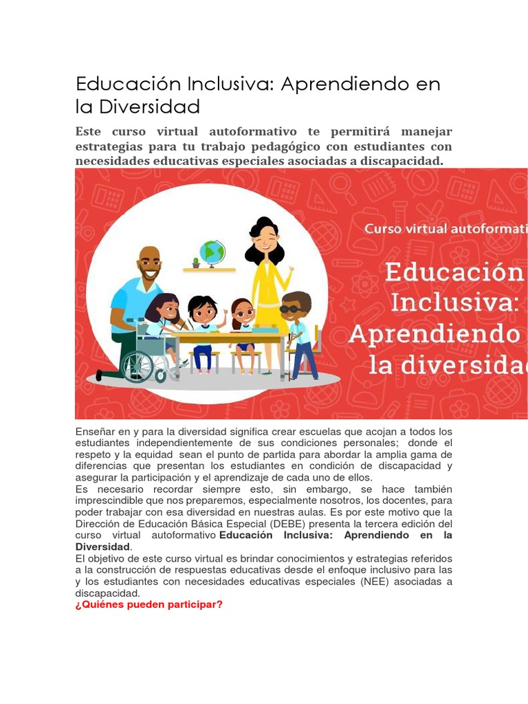 Curso de Educación Inclusiva 2023 | PDF | Plan de estudios | Educación ...