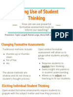 Making Use of Student Thinking: How Can We Use Powerful Formative Assessment Tools To Inform Our Teaching?