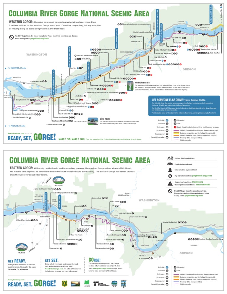 Map of Columbia River Gorge | Columbia River | Transport