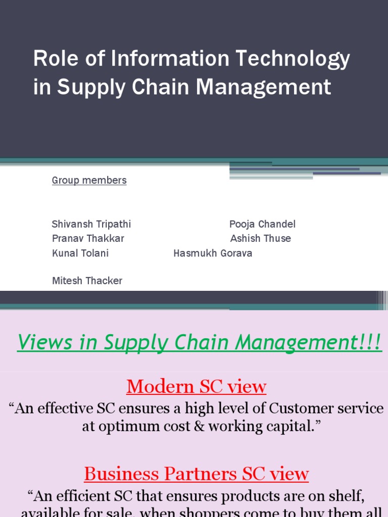 Role of Information Technology in Supply Chain Management | PDF ...