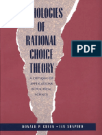 Donald Green, Ian Shapiro - Pathologies of Rational Choice Theory A Critique of Applications in Political Science 1996 PDF