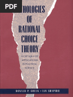 Donald Green, Ian Shapiro - Pathologies of Rational Choice Theory A Critique of Applications in Political Science 1996 PDF