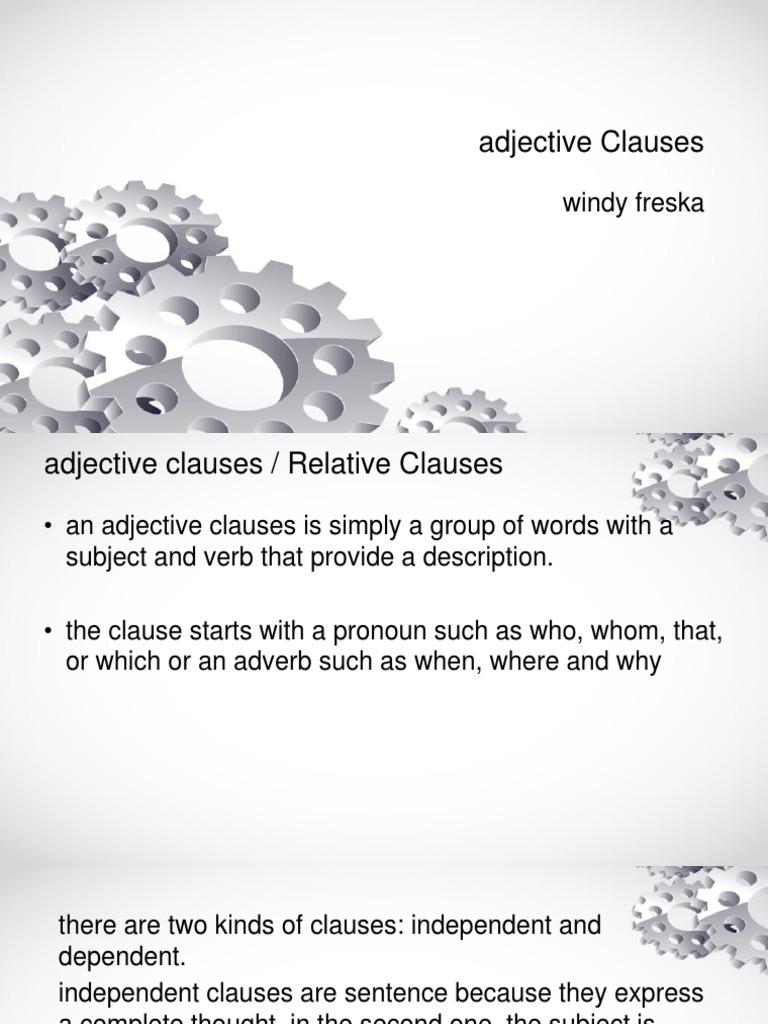Understanding Adjective Clauses Explained | PDF | Language Arts ...