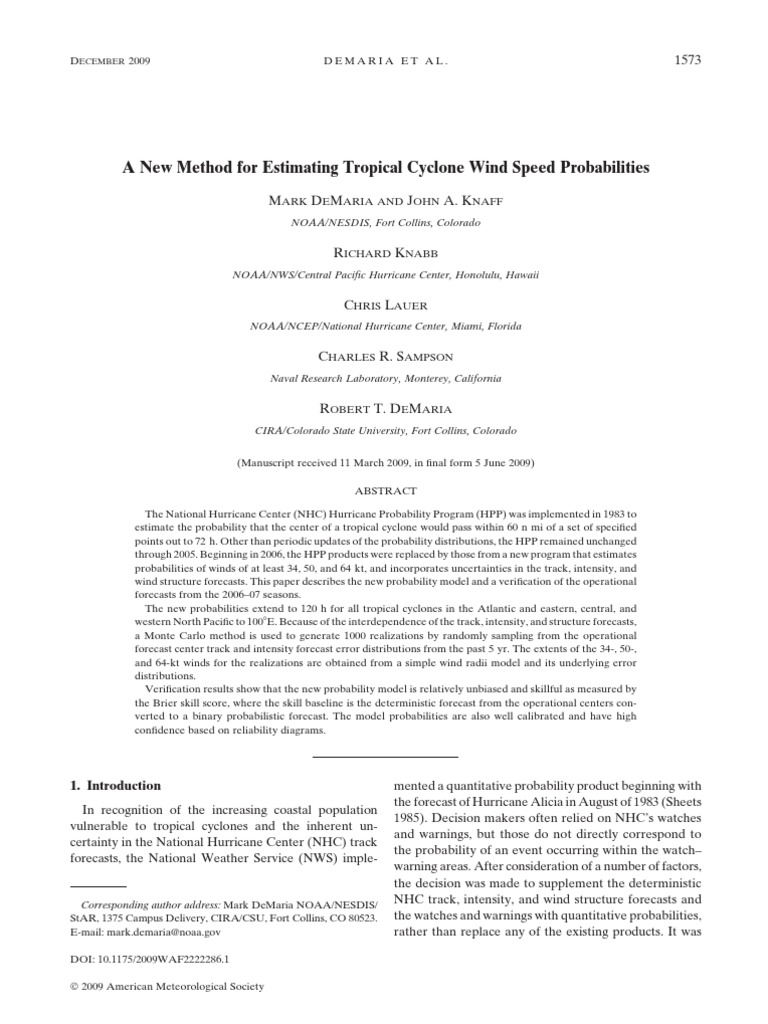 A New Method For Estimating Tropical Cyclone Wind Speed Probabilities ...