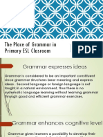 Place of Grammar in ESL Classrooms